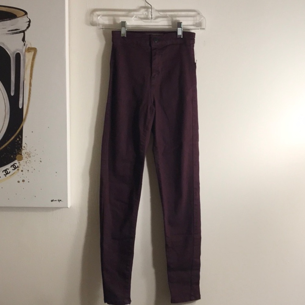 Maroon Top Shop Joni HighWaisted Jeans